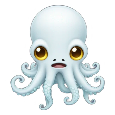 cute white kraken with cute face crying sticker