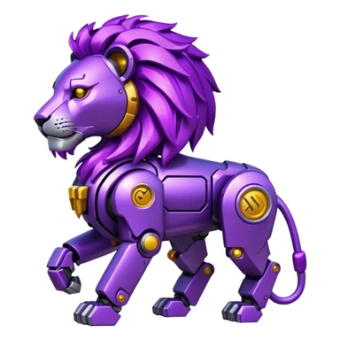 glitter mech lion purple cyberpunk sticker