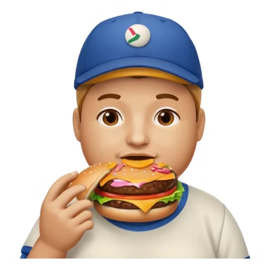 rotund person eating a burger sticker