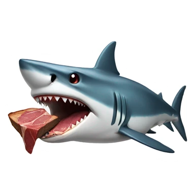 Shark with a steak in its mouth sticker