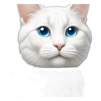 white cat with blue eyes is making photo using camera sticker