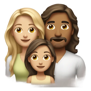 Puerto rican beard short brown hair  husband with blond long hair wife and brown long hair daughter Family  sticker