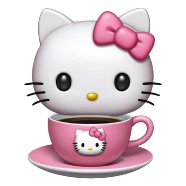 Hello kitty drinking coffee  sticker