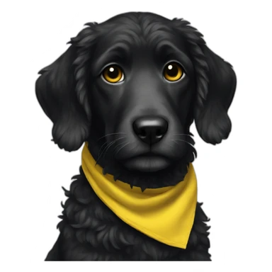 A single black doodle with short hair and a yellow bandana sticker
