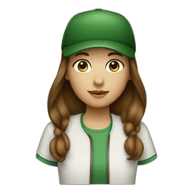 Brown haired girl with dark green cap sticker