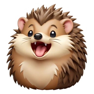 Cinematic Cute Yawning Hedgehog Portrait Emoji, Head tilted slightly with a dramatic, wide-open yawn, showcasing a soft, downy brown Fur with tiny, droopy ears and eyes barely open in drowsy contentment, Simplified yet irresistibly adorable features, highly detailed, glowing with a soft, cozy glow, high shine, relaxed yet expressive, stylized with a touch of natural whimsy, bright and endearing, soft glowing outline, capturing the essence of a sleepy yet affectionate hedgehog, so drowsy it feels like it could curl up out of the screen for a nap! sticker