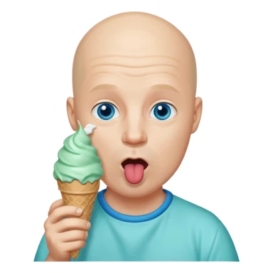 Bald man with blue eyes Licking a mint ice cream cone sticker