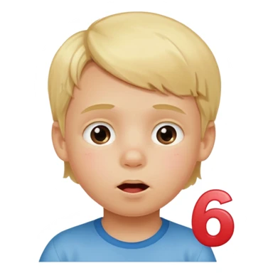Blonde kid drooling with numbers 67 next to him  sticker