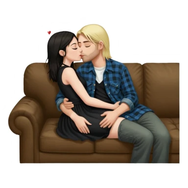 Realistic Jenna Ortiz Wednesday addams kissing sweetly Kurt Cobain on the parlor couch  sticker