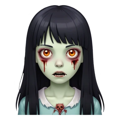 zumbie girl with black long straight hair with bangs (like this 🧟‍♀️) sticker