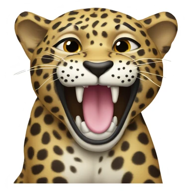 A leopard licking its paws sticker