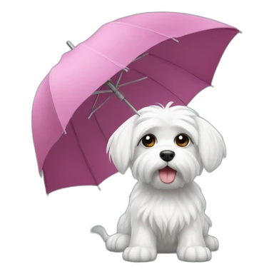 Maltese dog with umbrella  sticker