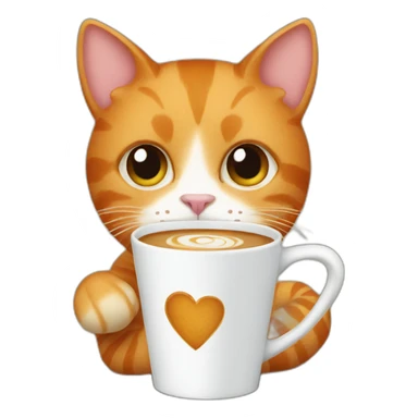 ginger cat holding a cup of coffee sticker