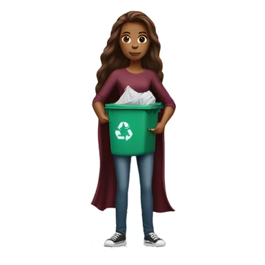 Beautiful burgundy long haired woman taking out the trash sticker