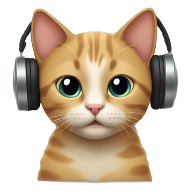 Cat with earbuds sticker