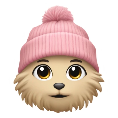 Cute fluffy oversized beanie pink and tan  sticker