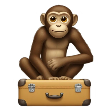 Monkey packing a suitcase sticker