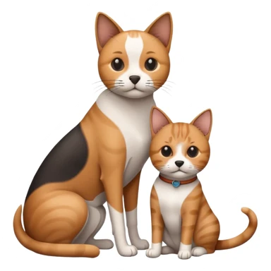 Minimalistic flat vector icon, iOS style, thin black contour on white background. Cat and dog sitting together. Clean, no text, no shadows. sticker