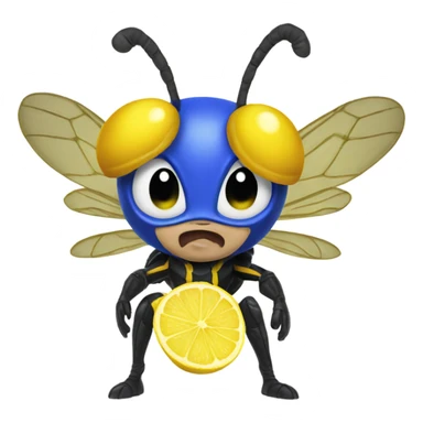 Wasp in sonic costume eating lemon sticker