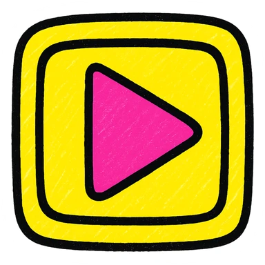Graphic: 🎥 Play button icon (white) with yellow glow.
Animation: Play button pulses softly.
Background: Transparent.


 sticker