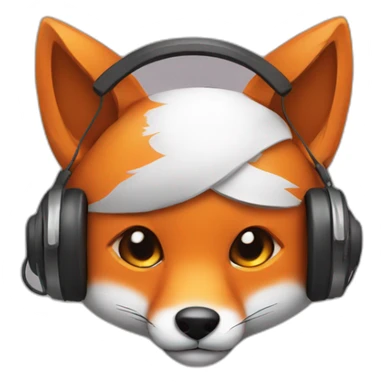 cute fox face with wearing headphone  sticker