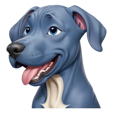 Cinematic Cute Yawning Blue Great Dane Portrait Emoji, Head tilted slightly with a dramatic, wide-open yawn, showcasing a smooth blue Fur with a cool luster, floppy ears slightly drooping, round steel-blue eyes barely open in drowsy contentment, Simplified yet irresistibly adorable features, highly detailed, glowing with a soft, cozy glow, high shine, relaxed yet expressive, stylized with a touch of whimsy, bright and endearing, soft glowing outline, capturing the essence of a sleepy yet affectionate guardian, so drowsy it feels like it could stretch out of the screen and curl up for a nap! sticker