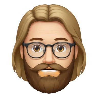 bearded long haired man with eyeglasses sticker