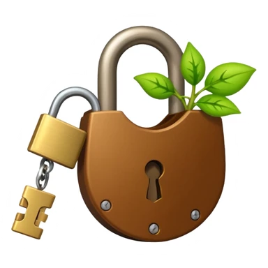 A seed germinating with a sprout sticking out of it in the shape of a pad lock with the seed being the body of the padlock and the sprout being the shackle of the padlock. But it looks more like a seed and a sprout rather than anything else sticker