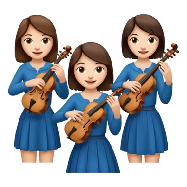 Create an imagine of three brunette women playing string instruments sticker