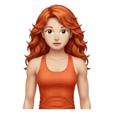 Athletic girl with long light red wavy hair and smaller boobs bigger arms not too big sticker
