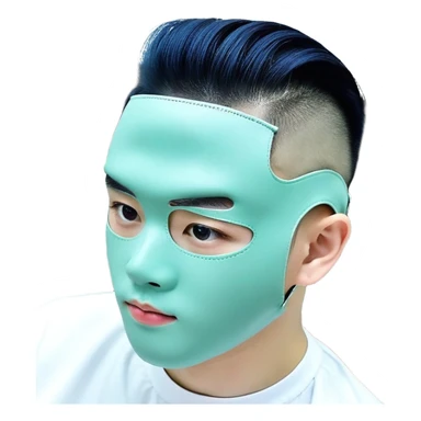 Nam 15 tuổi, da trắng, tóc under cut màu xanh lá cây vuốt ngược ra sau, mắt đen, áo khoác da màu cam , bên trong mặc áo cộc tay màu trắng, đeo khuyên tai màu bạc, mặt ngầu sticker