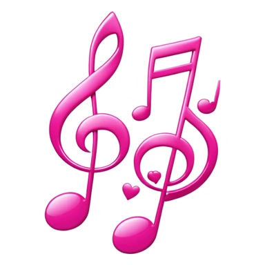 Pink music notes in the shape of hearts  sticker