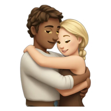 young metis Man and young white woman hug love sticker