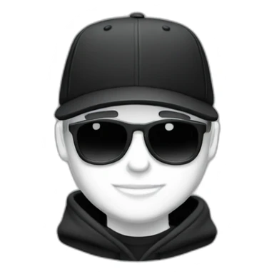 White Designer wearing flat bill hat and black hoodie sticker