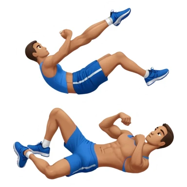side-view of guy in blue shorts doing decline crunches sticker