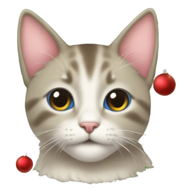 a christmas tree with a cute kittne under it sticker