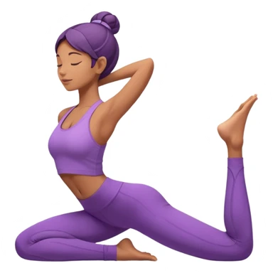 	A woman in purple yoga clothes arching her back in cobra pose, glowing warm light, relaxed energy, soft background. sticker
