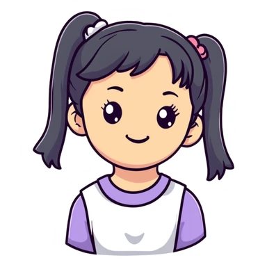 cute cartoon girl with pigtails sticker