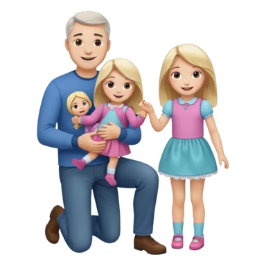 father and daughter playing dolls full body sticker