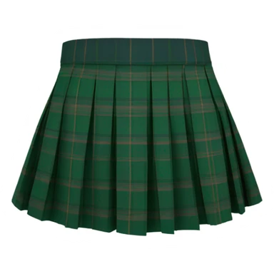 Green tartan pleated mini skirt, isolated sticker