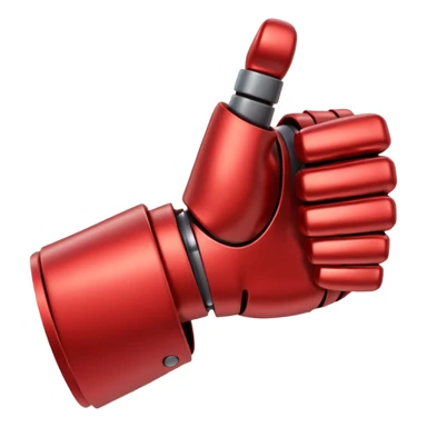 robot hand closed fist but the thumb is up and make the color of the robot  in the shade red sticker