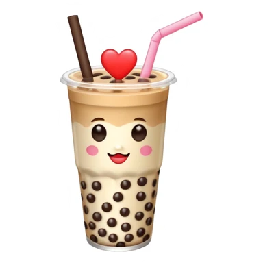 Boba tea with heart shaped boba pearls sticker