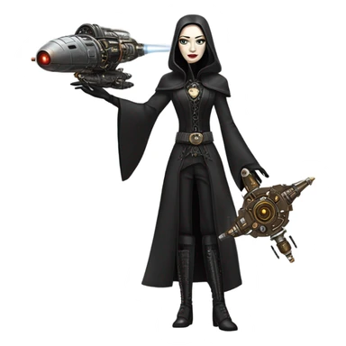 Jedi teen Morticia Addams flying a Jumpspeeder anti-gravity repulsorlift powered by an imperial speeder steampunk  sticker