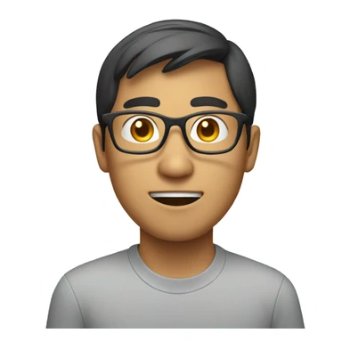 An asian guy wearing glasses coding on the Macbook sticker