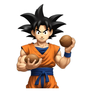 goku holding nuts sticker