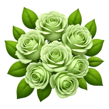 big bouquet Soft Green Tea Rose flower and bud, luxuriant, leaf, bud sticker