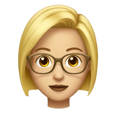 blonde girl with bob hair and brown eyes wearing thin golden glasses sticker