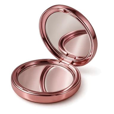pink compact mirror, elegant and radiant sticker