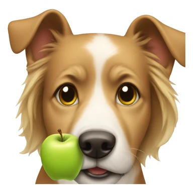 Dog with apple sticker