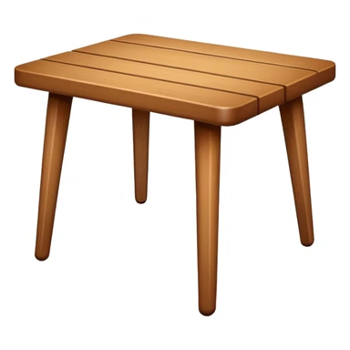 A flat, minimalistic, wooden table icon with four legs, viewed from the front, white background, no shadow, simple lines, high contrast, emoji design sticker